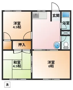 サニーハイツ城西【1階】の間取り