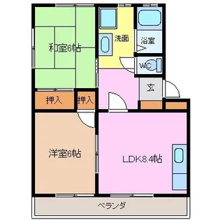 2LDKの間取り画像