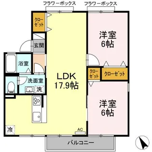 ウエストバンブー γ(C棟)【1階】の間取り