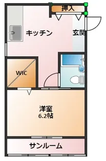 バスティード西浜田【2A号室】の間取り