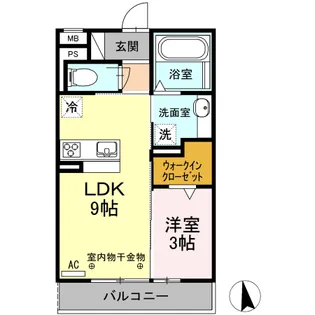 レジデンス朝日町 A棟【3階】の間取り