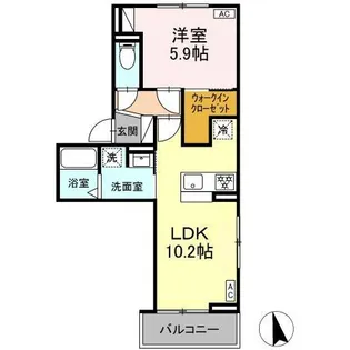 D-chambre元新町【201号室】の間取り