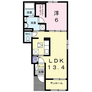 グレイスK 楠 B【1階】の間取り