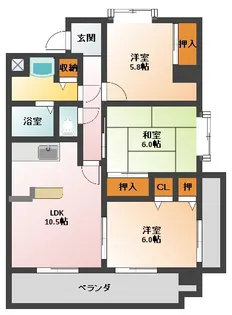 クレストコート【7A号室】の間取り