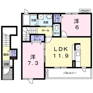 メゾン花水木 Ⅱ【2階】の間取り