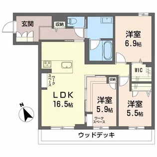 ヴィラ ルーエ【1階】の間取り