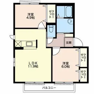 グラシア城西【A102号室】の間取り