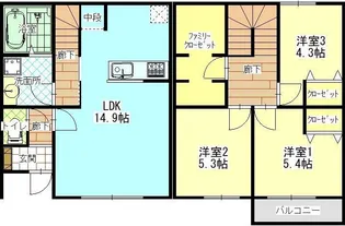 三重県四日市市海山道町1丁目【テラスハウス】の間取り