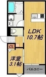 LECOCON四日市Ⅸ【3階】の間取り