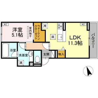 ディーシャンブル川原町【1階】の間取り
