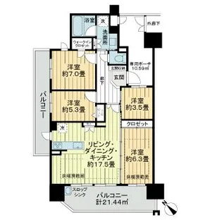 ライオンズ四日市富田マークレジデンス【11階】の間取り