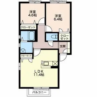 プロムナード南浜田 A【2階】の間取り
