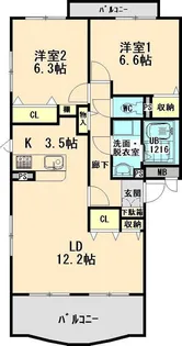 ボヌールサウス【2階】の間取り