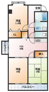 アールズコート2【5B号室】の間取り