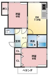 サニービレッジ【2D号室】の間取り
