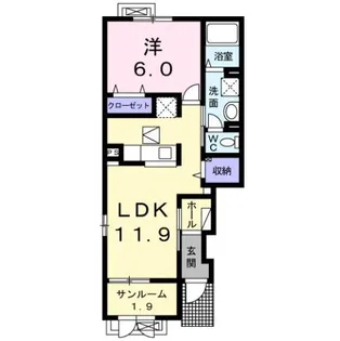 プルメリア Ⅱ【1階】の間取り