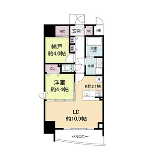 セレニテフラン難波【11階】の間取り