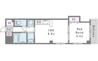 ワールド北田辺【5階】の間取り