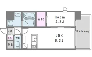 QUINTET NAMBA【10階】の間取り