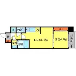 SERENiTE本町エコート【4階】の間取り