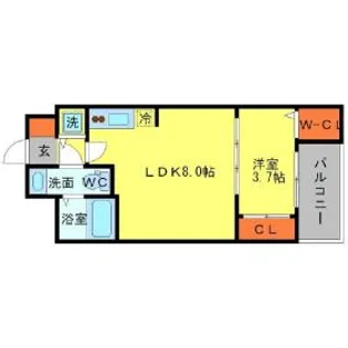 SERENiTE北浜【13階】の間取り