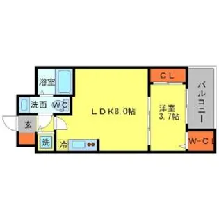 SERENiTE北浜【14階】の間取り