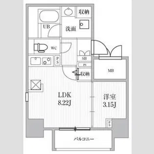 シーズンフラッツ靱本町【3階】の間取り
