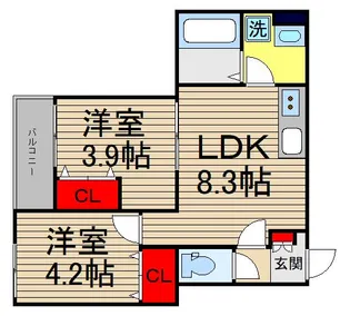 D porta passo【303号室】の間取り