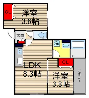 D porta passo【301号室】の間取り