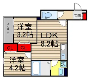 D porta passo【204号室】の間取り