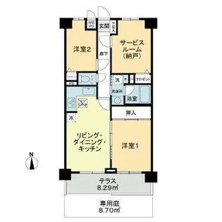 ライオンズガーデン千川【1階】の間取り
