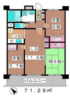 KS桜川【105号室】の間取り