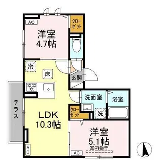 カイテラス【1階】の間取り