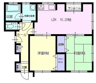 秋田県横手市八幡字長者町【アパート】の間取り