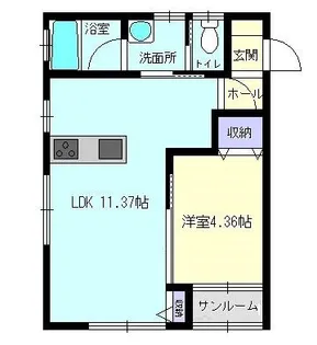 ドマーニ八幡Ⅱ【101号室】の間取り