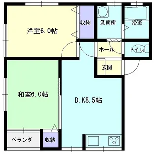 ハイネスとまき【2-1号室】の間取り