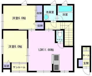 ラ・セゾンフルール【201号室】の間取り