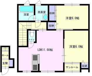 ラ・セゾンフルール【202号室】の間取り
