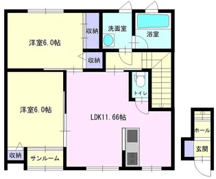 ラ・セゾンフルール【203号室】の間取り