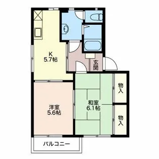 コート岡田屋【D202号室】の間取り