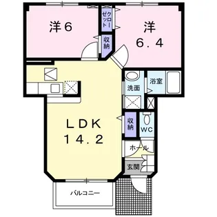 ガーデンハウス朝日山 D【1階】の間取り