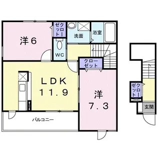 サニーコートB【2階】の間取り