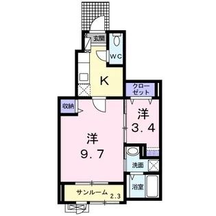 サニーレジデンス【1階】の間取り