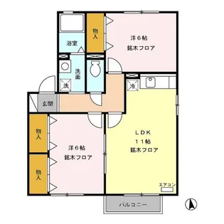 アムール宮沖 A棟【201号室】の間取り