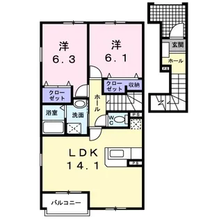 ヴィラミニョン【2階】の間取り