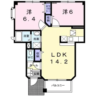 ガーデンハウス朝日山 D【1階】の間取り