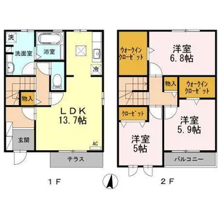 静岡県駿東郡清水町湯川【テラスハウス】の間取り
