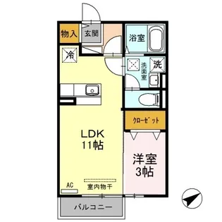 1LDKの間取り画像