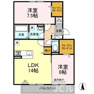 ハイツ943 A【202号室】の間取り