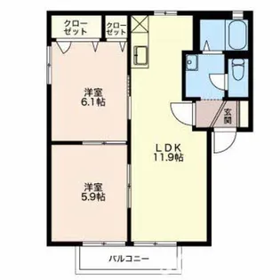 ピースフルT【201号室】の間取り